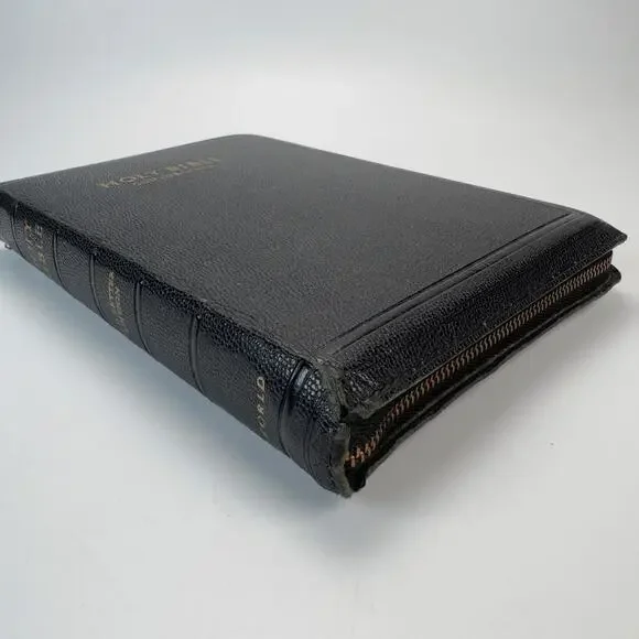 Vintage 1960s Holy Bible Concordance KJV Cross Zip-Around Leather Binding - Picture 2 of 13